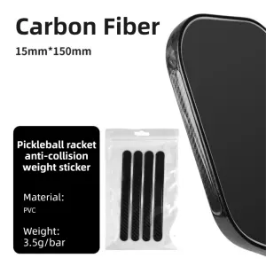 Pickleball Paddle Edge Guard Strip with Weight Balance, PVC Anti-Collision Weight Sticker, 2-in-1 Weighted Edge Protection, (15 × 1.5 cm, 3.5 g Each) – Carbon Fibre Texture