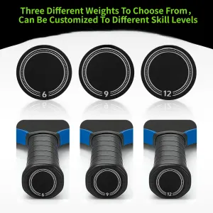 3 Piece Pickleball Paddle Handle Balance Weights Set – 6 / 9 / 12g Self-Adhesive Stainless Steel End Cap Weights Dia 28mm for Custom Paddle Setup
