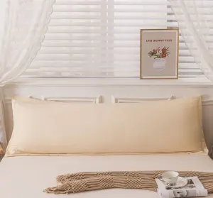 Yellow Washed Cotton Linen Long Pillowcase – Extra Long Soft Breathable Pillow Cover, Machine Washable for Double and Couple Pillows – Yellow 48x150cm