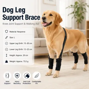 L Size Adjustable Dog Knee Brace set – Include front and hind legs Soft Neoprene Leg Support Sleeve with Elastic Straps, Anti-Lick Recovery Aid for Pets