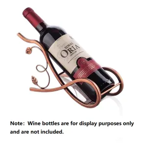 Artistic Leaf Design Decorative Iron Wine Rack - Elegant Leaf Design Countertop Wine Bottle Holder, Stable Metal Wine Stand for Dining Table Kitchen Bar, Rust Resistant Home Decor Gift