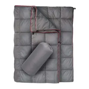 Lightweight Travel Blanket with Buckle – 0.68kg Waterproof Nylon Poncho for Camping and Picnic – Compact Foldable Cover with Storage Bag – Grey