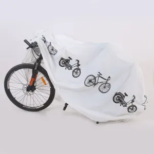 Waterproof Bicycle and E-Bike Cover - Heavy Duty PEVA Outdoor Protection for Motorcycles and Mountain Bikes - Printed Dustproof Rain Shield with Elastic Hem - Universal Fit for 24-27 Inch Wheels