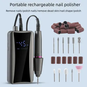 Portable Rechargeable Electric Nail Drill with LCD Display – High-Speed Professional Manicure and Pedicure Kit for Home and Salon – Includes Multiple Drill Bits