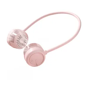 Portable Rechargeable Neck Fan – 3 Speed Dual Head Wearable Fan with Flexible 360 Degree Airflow, Foldable Hands Free Cooling for Travel, Office and Outdoor Use – Pink