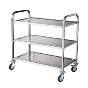 3-Tier Utility Cart Rolling Cart on Wheels 37.5"x20"x37.7" 450 LBS 6 Hooks