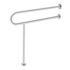 Toilet Safety Rail, 80 cm U-Shaped Handicap Grab Bar, 304 Stainless Steel Senior Safety Pole, Toilet Grab Bars with Anti-Slip Handle, 136 kg Load Capacity Security Handrail with Support Leg