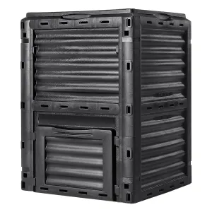 Garden Compost Bin 300 L, BPA Free Composter, Large Capacity Outdoor Composting Bin with Top Lid and Bottom Door, Easy Assembling, Lightweight, Fast Creation of Fertile Soil