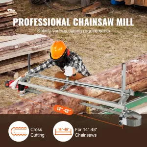 Chainsaw Mill, Portable Sawmill 14″-48″ Guide Bar, Galvanized Steel Chainsaw Planking Mill with 0.2″-11.81″ Cutting Thickness, Wood Lumber Cross Cutting Saw Mill for Builders and Woodworkers