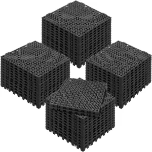 Modular Interlocking Cushion, 50 Pack 30 x 30 cm Splicing Drainage Mats, PVC Interlocking Drainage Floor Tiles, Non-Slip Drainage Holes for Restroom, Bathroom, Kitchen, Pool, Wet Area, Black