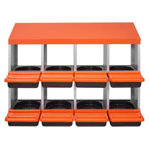 2 Tiers Chicken Nesting Boxes, 8 Compartments, Metal Egg Laying Boxes with Protective Collection Lids, Roll Out Nesting Box, Easy to Assemble, Ideal for Hens, Ducks, Chickens, and Other Poultry