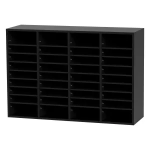 Wood Literature Organizer, 36 Compartments, File Sorter with Removable Shelves, Mailboxes Slot for Office Home Classroom Mailrooms Organization, EPA Certified, Black