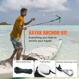 Kayak Anchor Kit, 3.5 lb Paddle Board Anchor Kit with 26.2 ft/8 m Rope and Buoy, Folding Small Boat Anchor with Storage Bag and Snap Hook, Kayak Accessories for Kayaks, Small Boats, Canoes