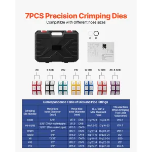 Hydraulic Hose Crimper, Hydra-Krimp AC Hose Crimper Kit with 7 Dies Snap-On, Integral Manual Hydraulic A/C Hoses Crimping Tool for Automotive & Air Conditioning Repair – with Carrying Case