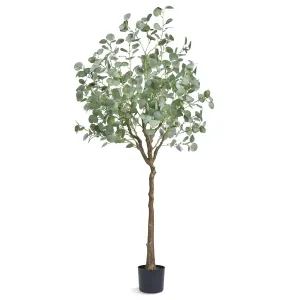 Artificial Eucalyptus Tree, 15.2cm Tall Faux Plant, Secure PE Material & Anti-Tip Tilt Protection Low-Maintenance Plant, Lifelike Green Fake Potted Tree for Home Office Decor Indoor Outdoor
