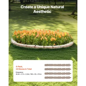 Faux Stone Landscape Edging 1180 x 95 x 57 mm Garden Lawn Edging for Walkway Brown