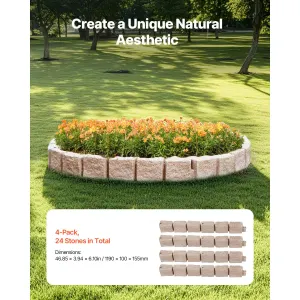 Fake Stone Landscape Edging1190 x 100 x 155mm Lawn Edging Fade-Resistant Brown