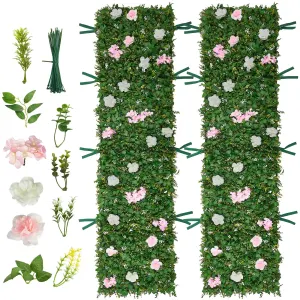 Artificial Luxury‌ Flower Wall Backdrop, 2 PCS, Each Panel 61 x 243.8 cm, Gorgeous 3D Silk Floral Backdrop Pet Friendly, Easy Installation Flower Wall Panel for Wedding, Event, Party, Home Decor