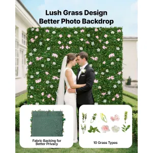Artificial Luxury‌ Flower Wall Backdrop, 2 PCS, Each Panel 61 x 243.8 cm, Gorgeous 3D Silk Floral Backdrop Pet Friendly, Easy Installation Flower Wall Panel for Wedding, Event, Party, Home Decor