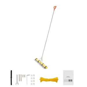 Landscape Rake, 914 mm Wide Head 3380 mm Handle, Large Heavy Duty Aluminum Landscaping Leaf Rake Tool, Asphalt Level for Loosening Soil, Garden & Yard, Pond Gravel & Beach Lawn Care, 15.8m Rope
