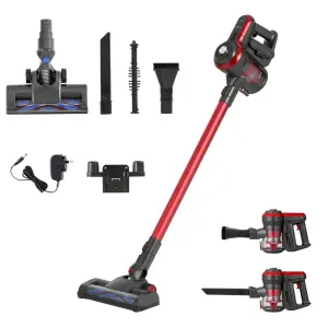 Devanti Stick Vacuum Cleaner Brushless Cordless 250W – Red