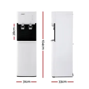 Devanti 2 Taps Water Cooler Dispenser Bottom Loading Dispenser Chiller Filter Purifier