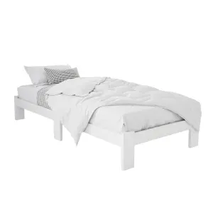 Artiss Bed Frame Single Size Wooden White JADE