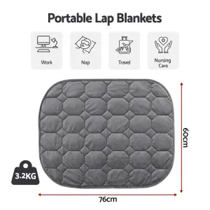 Giselle Weighted Lap Blanket 3.2KG Grey Crystal Velvet Quilted Glass Bead Fill for Sofa Office