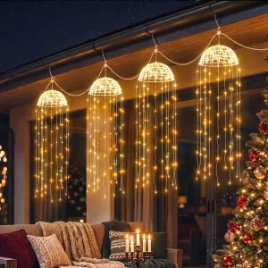 Jingle Jollys Christmas Lights Solar Jellyfish 4Pcs Garden Decorative Warm White