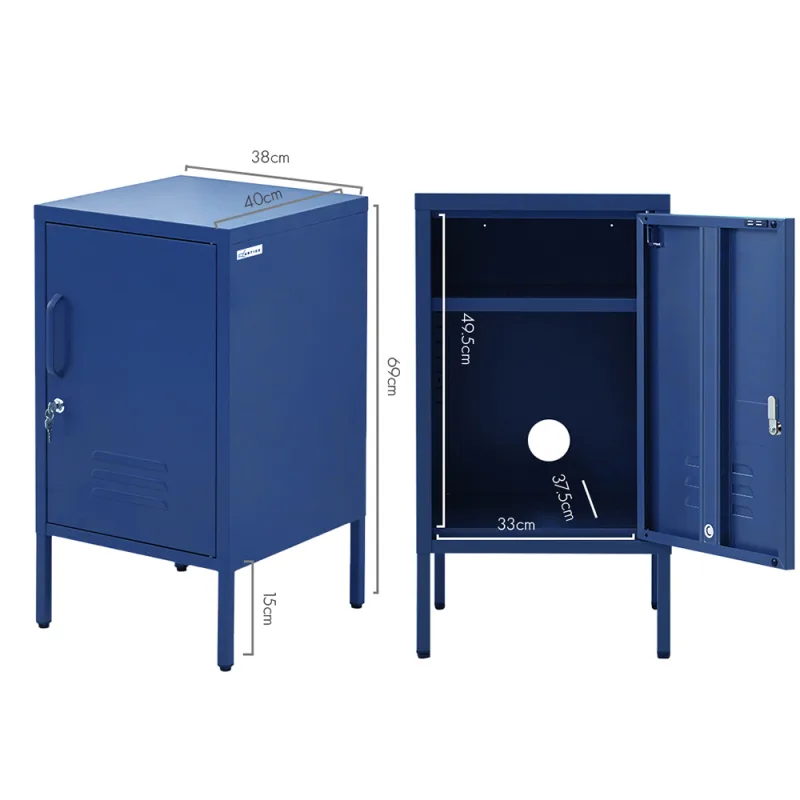 Artiss Bedside Table Metal Cabinet – Blue