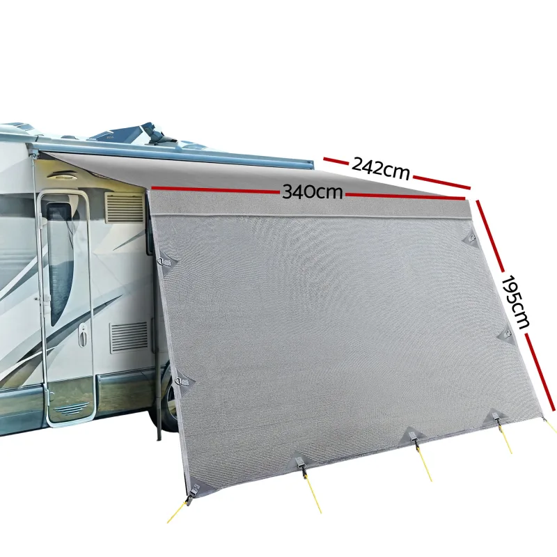 Weisshorn 12ft Caravan Awning Fabric & Privacy Screen RV Roll Out Sun Shade 3.4M