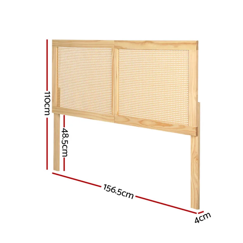 Artiss Bed Head Headboard Queen Rattan – RIBO Pine