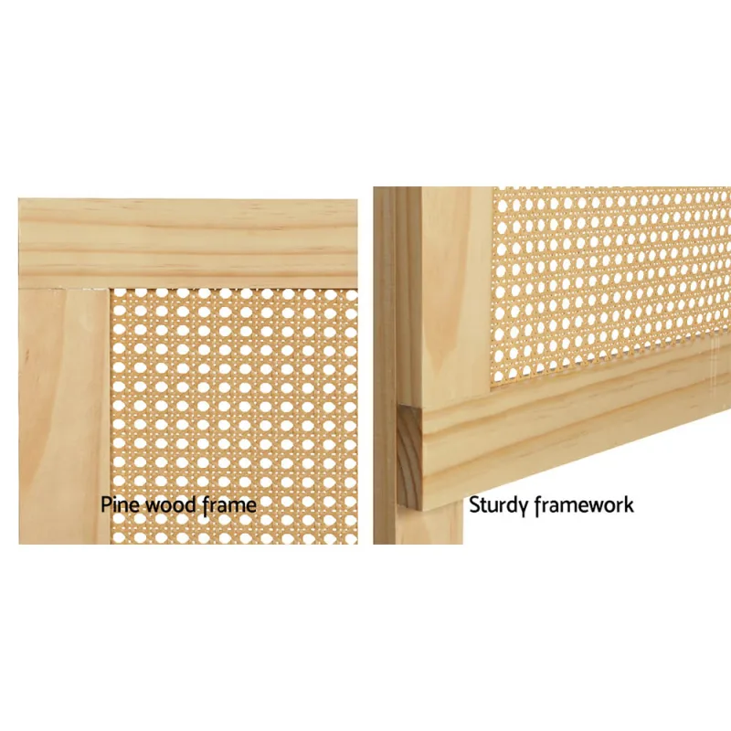 Artiss Bed Head Headboard Queen Rattan – RIBO Pine