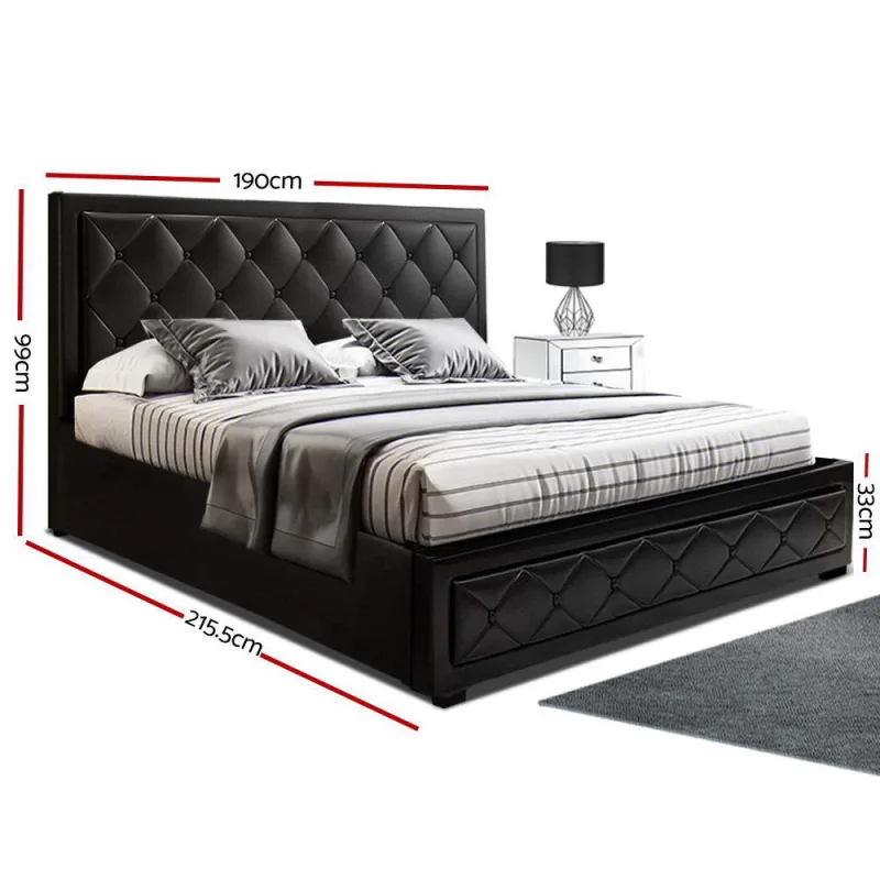 Artiss Bed Frame King Size Gas Lift TIYO – Black