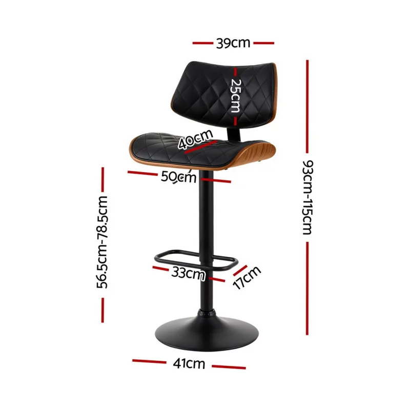 Artiss Bar Stools Kitchen Dining Chairs Gas Lift Stool Wooden Leather – Black