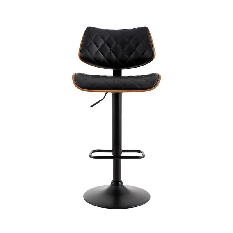 Artiss Bar Stools Kitchen Dining Chairs Gas Lift Stool Wooden Leather – Black