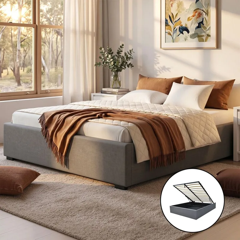 Artiss Bed Frame Double Size Gas Lift Base TOKI Artiss Bed Frame Double Size Gas Lift Base TOKI