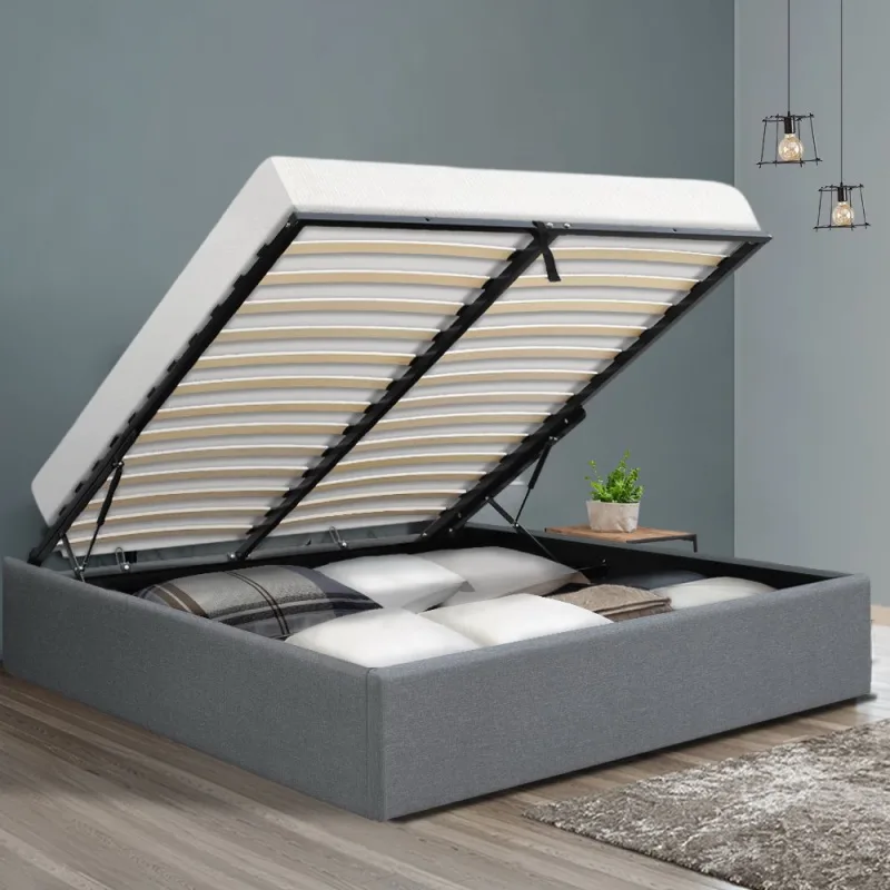 Artiss Bed Frame Double Size Gas Lift Base TOKI – Grey