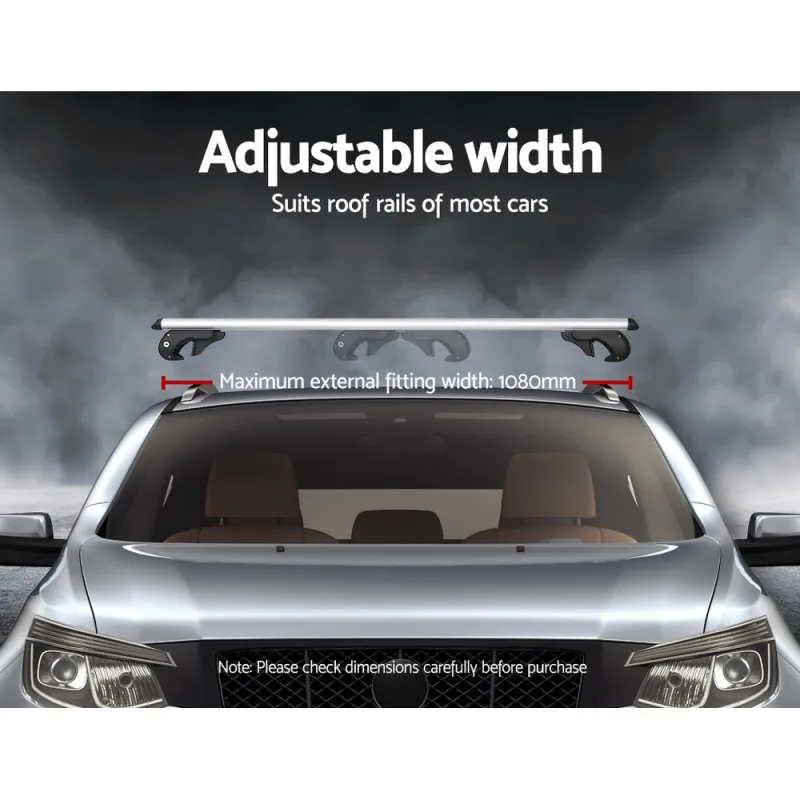 Universal Car Roof Racks Pod Aluminium Cross Bars Adjustable 108cm – Silver