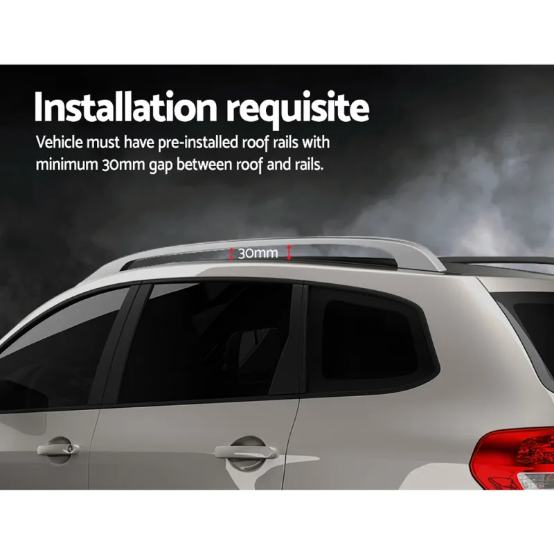 Universal Car Roof Racks Pod Aluminium Cross Bars Adjustable 108cm – Silver