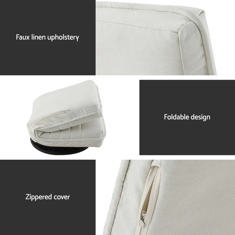 Artiss 2XFloor Chair Lounge Sofa Swivel Foldable Linen White