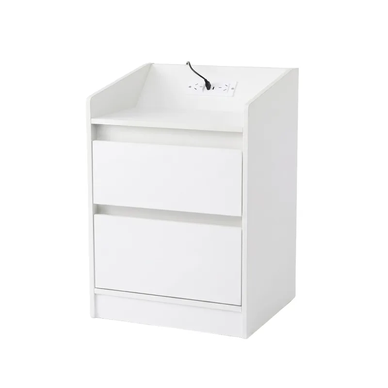 Artiss Bedside Table Nightstand with Charging Station 2 Drawers LED White
