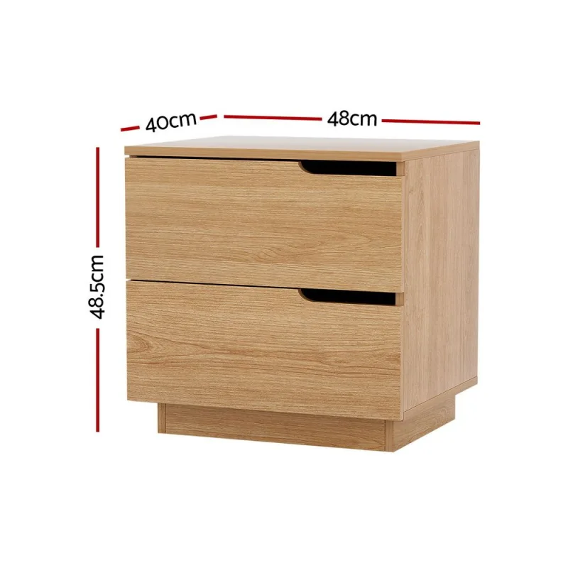 Artiss 2X Bedside Table 2 Drawers Nightstand Pine