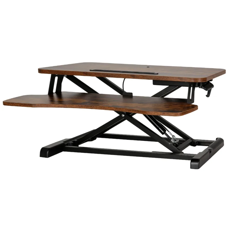 Artiss Standing Desk Riser Height Adjustable Rustic Brown 80CM Artiss Standing Desk Riser Height Adjustable Rustic Brown 80CM