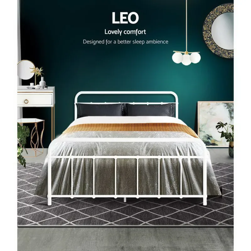 Artiss Bed Frame Metal Bed Frame LEO – Double – White