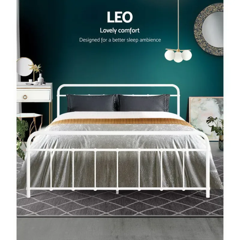 Artiss Bed Frame Metal Bed Frame LEO – Queen – White