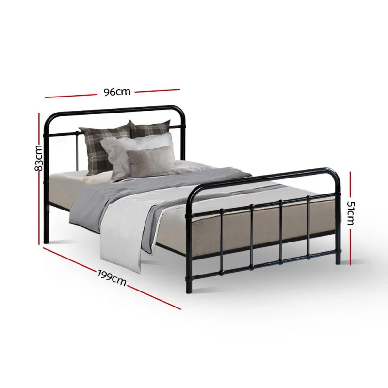 Artiss Bed Frame Metal Bed Frame LEO – Single (Black)