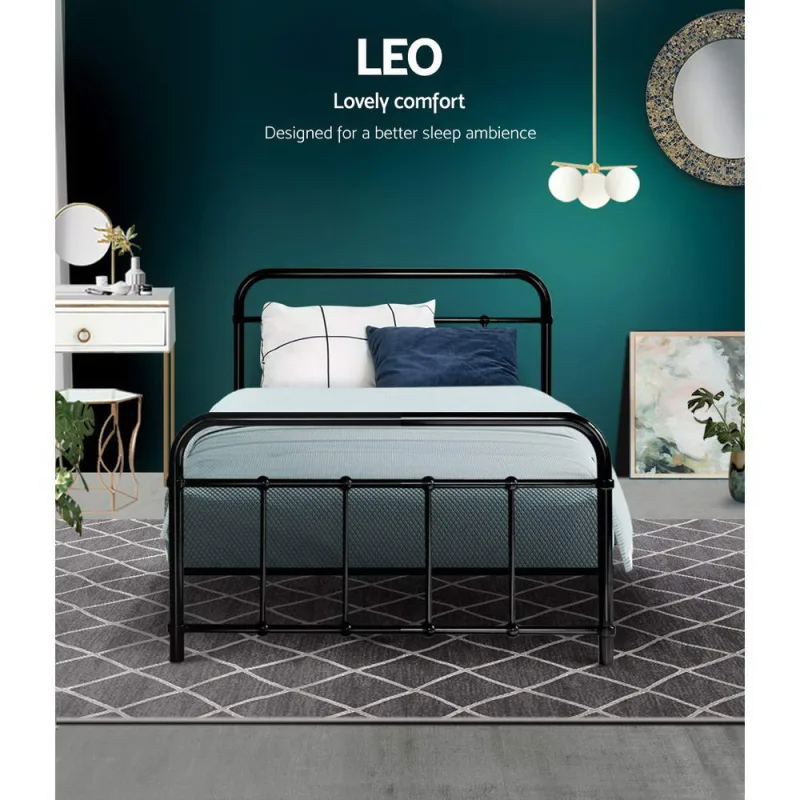 Artiss Bed Frame Metal Bed Frame LEO – Single (Black)