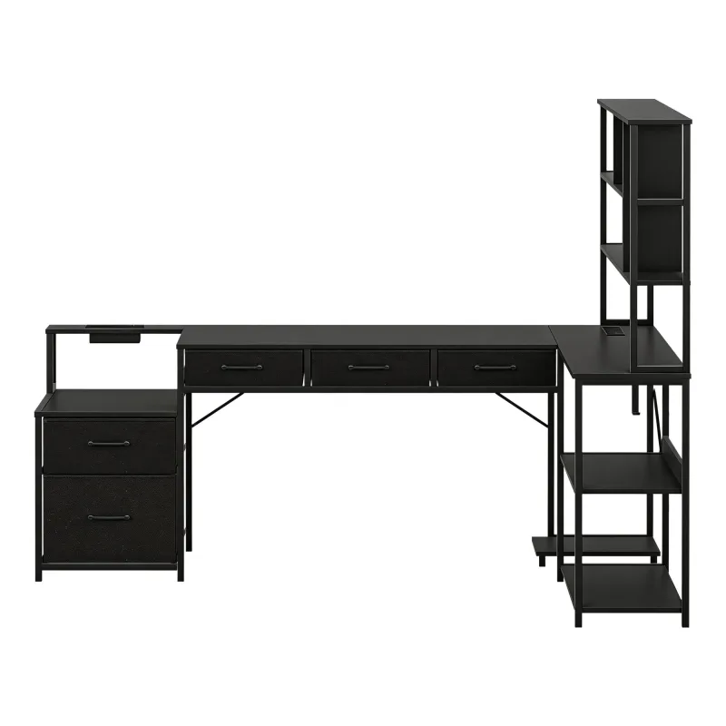 Artiss 200cm L Shaped Gaming Desk Computer Desk with LED Lights & Power Outlets