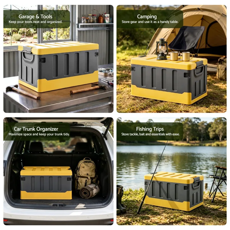 Gardeon Collapsible Outdoor Storage Box 60L Stackable Folding Camping Organizer – Yellow